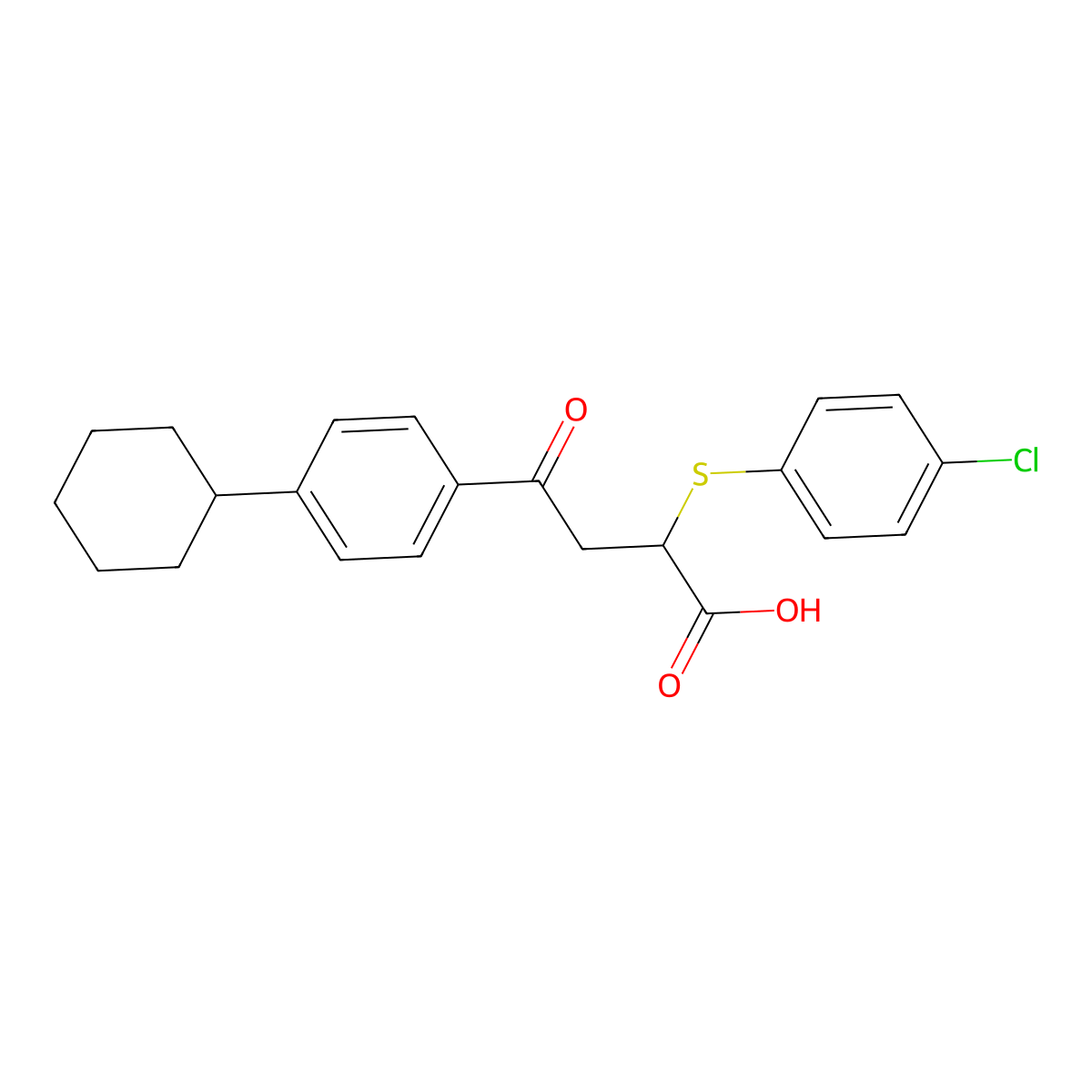 2-((4-Chlorophenyl)sulfanyl)-4-(4-cyclohexylphenyl)-4-oxobutanoic acid molecular structure, CAS 329703-21-1