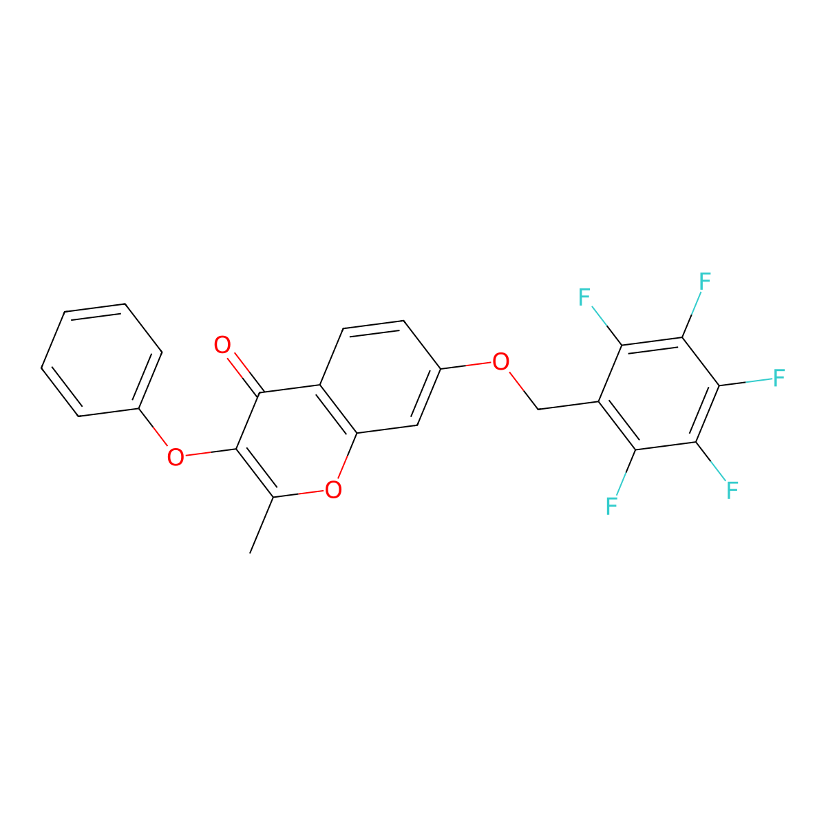 2-methyl-7-((perfluorophenyl)methoxy)-3-phenoxy-4H-chromen-4-one molecular structure, CAS 329704-09-8