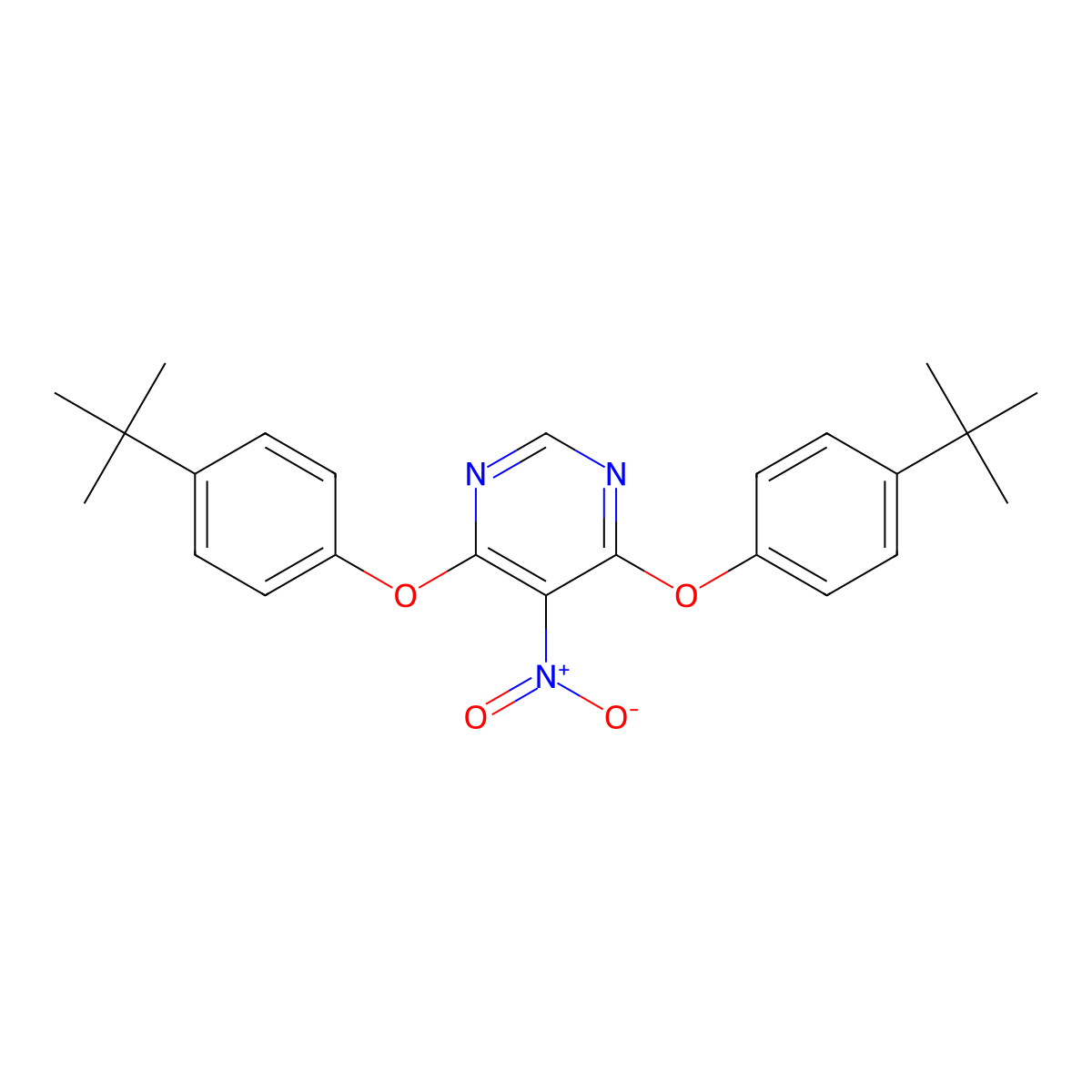 4,6-Bis(4-tert-butylphenoxy)-5-nitropyrimidine molecular structure, CAS 329704-93-0