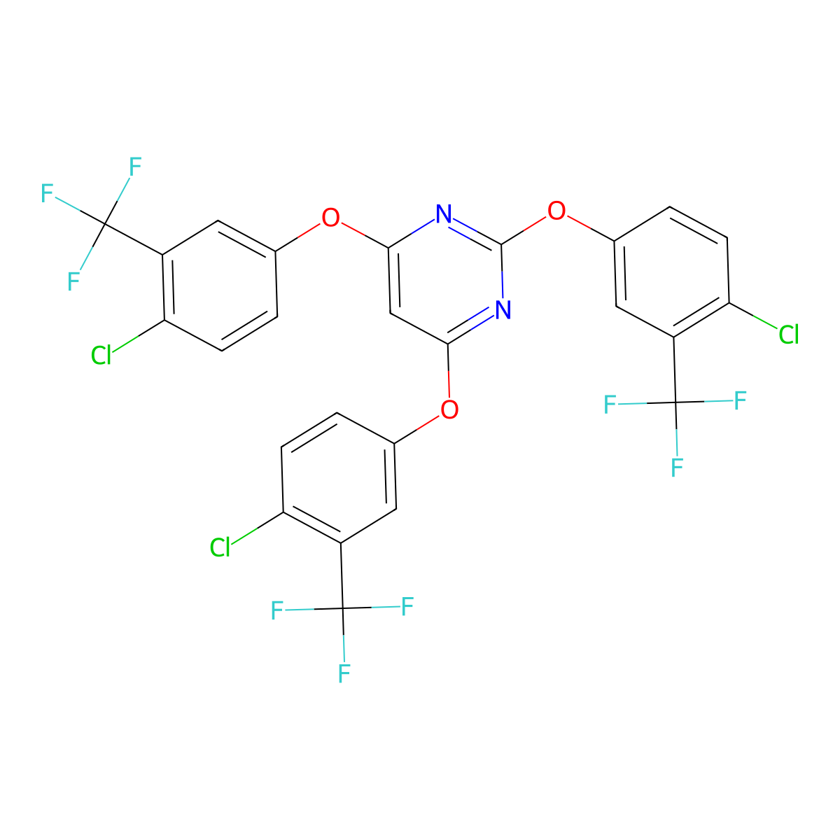 2,4,6-Tris[4-chloro-3-(trifluoromethyl)phenoxy]pyrimidine molecular structure, CAS 329705-18-2
