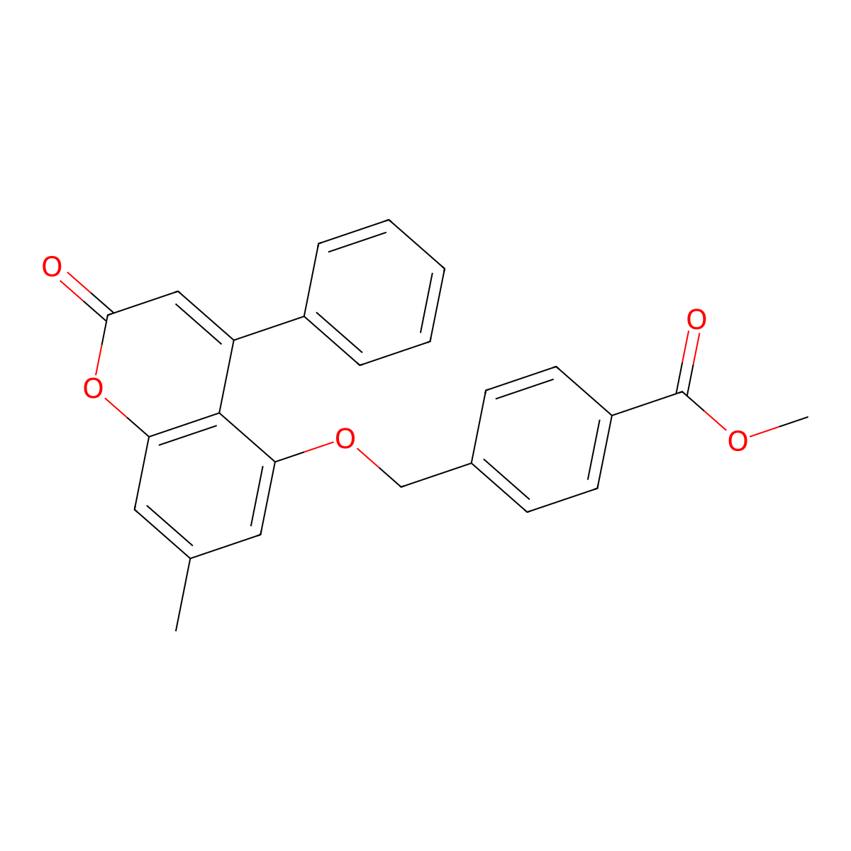 methyl 4-{[(7-methyl-2-oxo-4-phenyl-2H-chromen-5-yl)oxy]methyl}benzoate molecular structure, CAS 329705-23-9