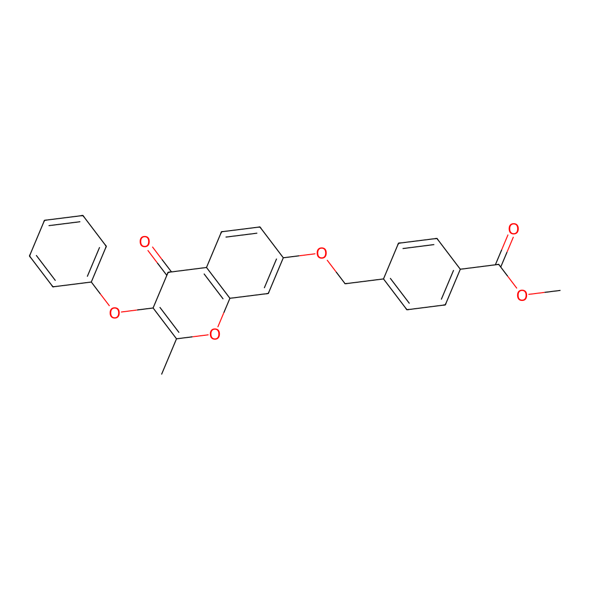 methyl 4-{[(2-methyl-4-oxo-3-phenoxy-4H-chromen-7-yl)oxy]methyl}benzoate molecular structure, CAS 329705-25-1
