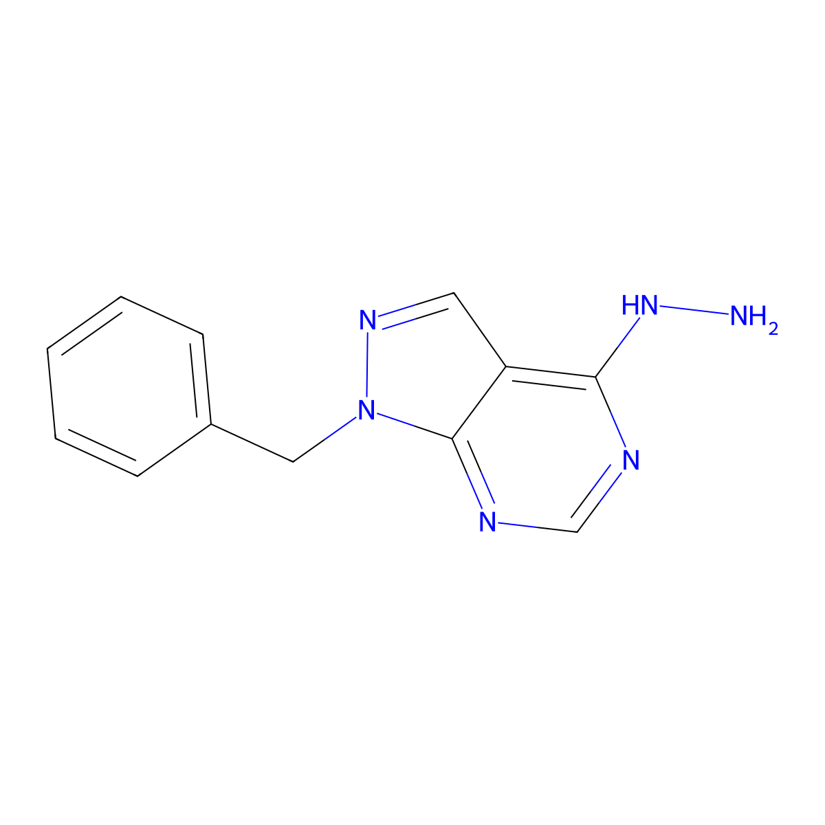 1-benzyl-4-hydrazinyl-1H-pyrazolo[3,4-d]pyrimidine molecular structure, CAS 329707-65-5