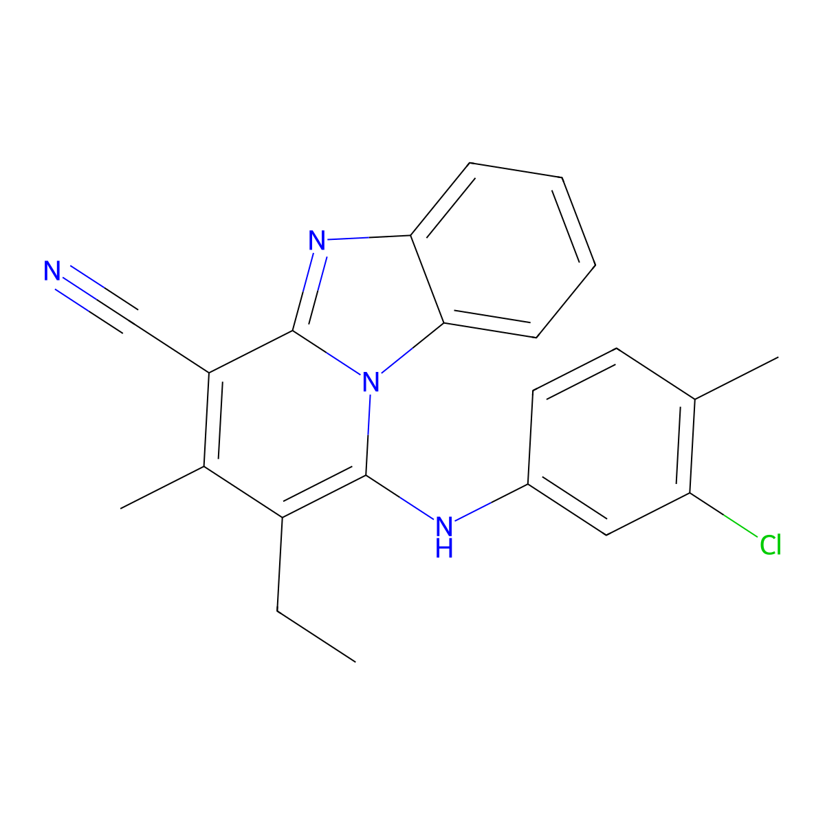 1-(3-Chloro-4-methylanilino)-2-ethyl-3-methylpyrido[1,2-a]benzimidazole-4-carbonitrile molecular structure, CAS 329708-66-9