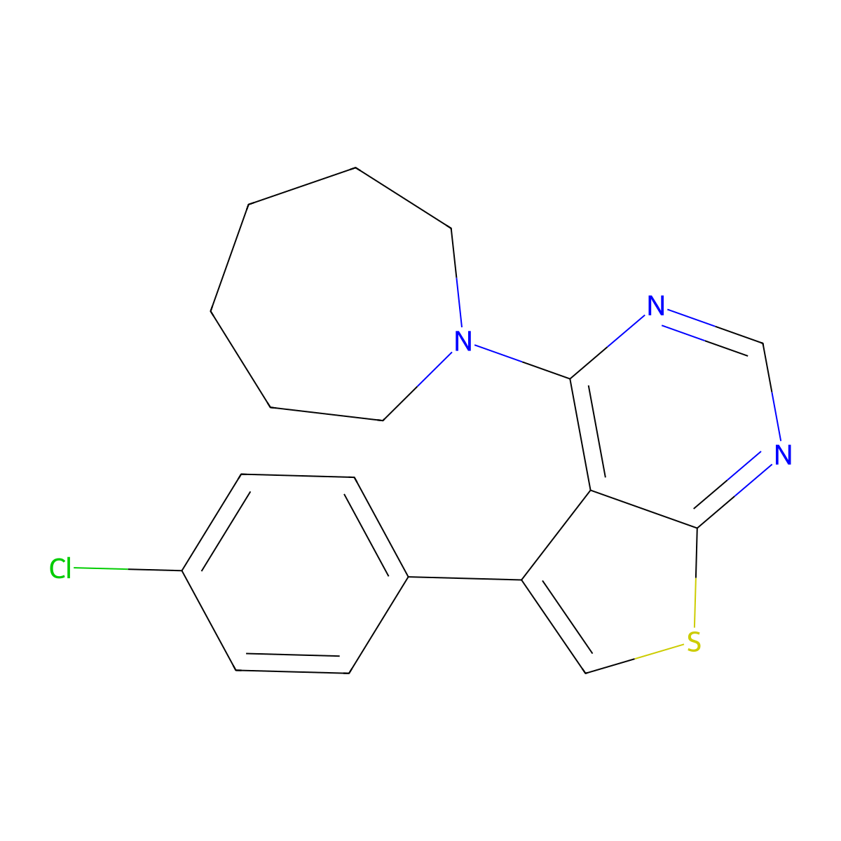 4-(Azepan-1-yl)-5-(4-chlorophenyl)thieno[2,3-d]pyrimidine molecular structure, CAS 329708-85-2