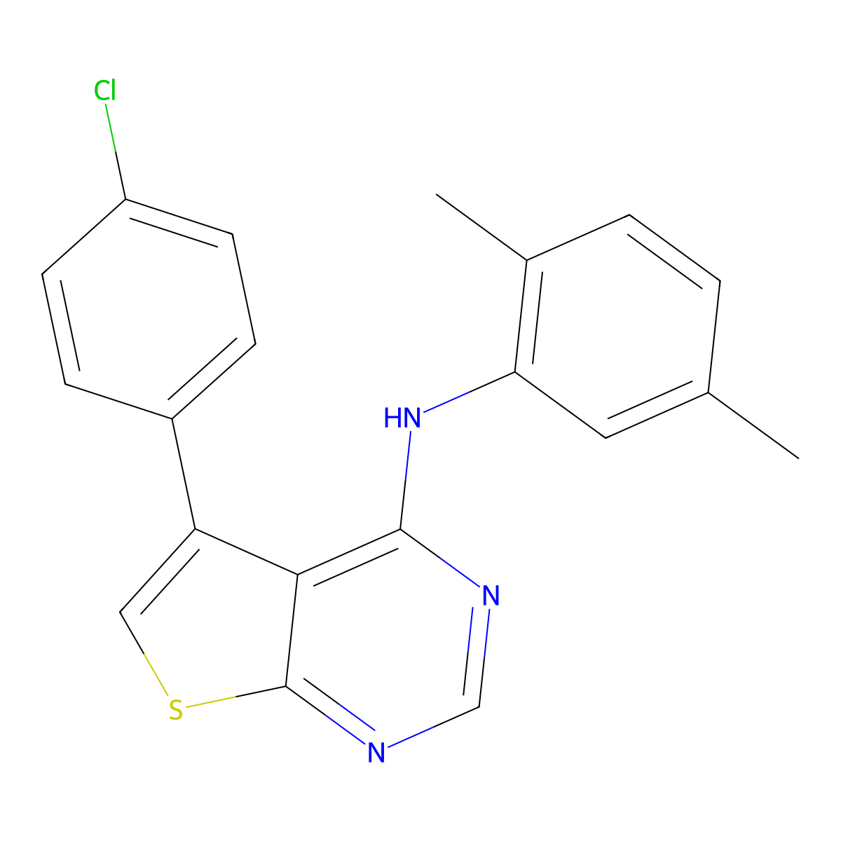 5-(4-chlorophenyl)-N-(2,5-dimethylphenyl)thieno[2,3-d]pyrimidin-4-amine molecular structure, CAS 329708-92-1