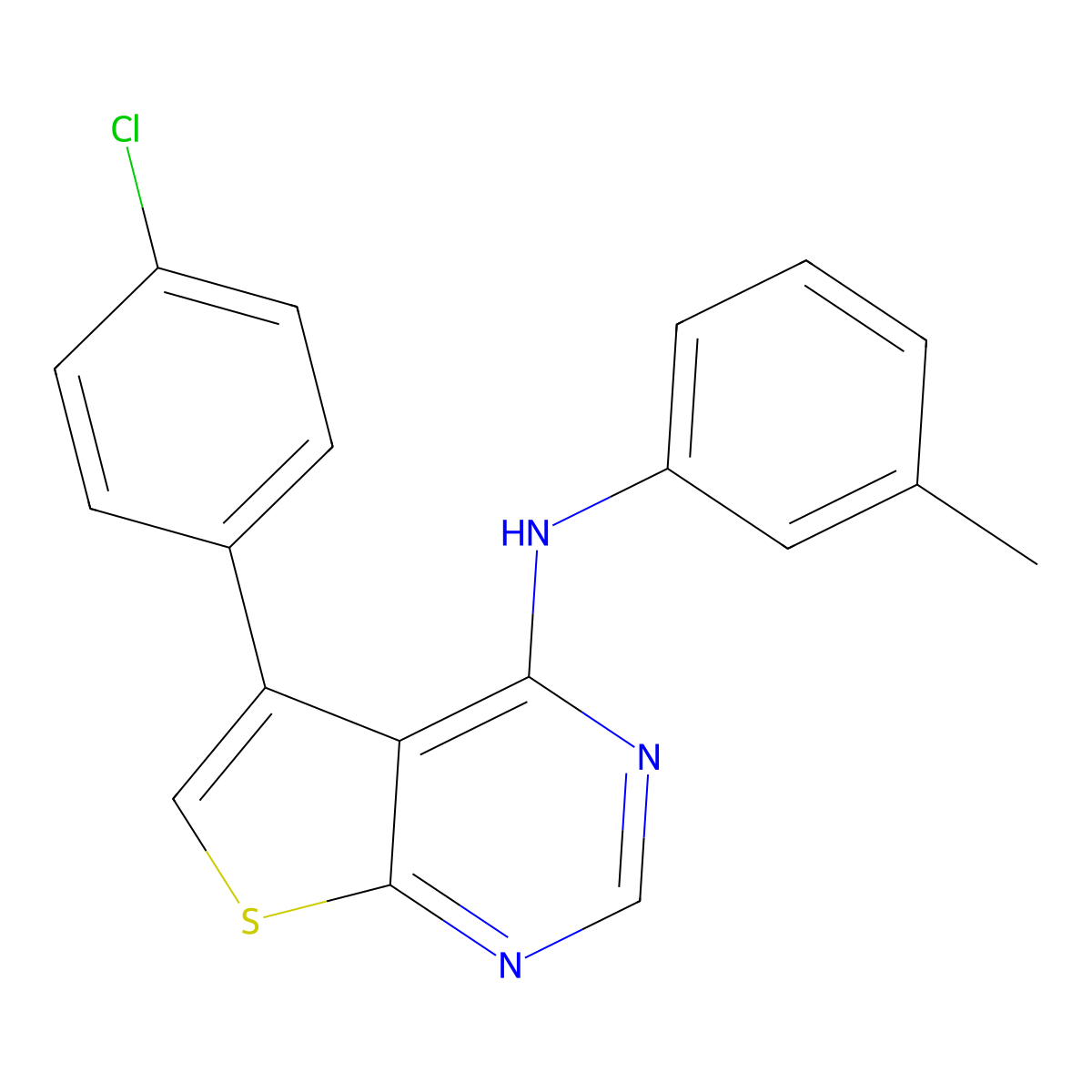 5-(4-chlorophenyl)-N-(3-methylphenyl)thieno[2,3-d]pyrimidin-4-amine molecular structure, CAS 329708-98-7