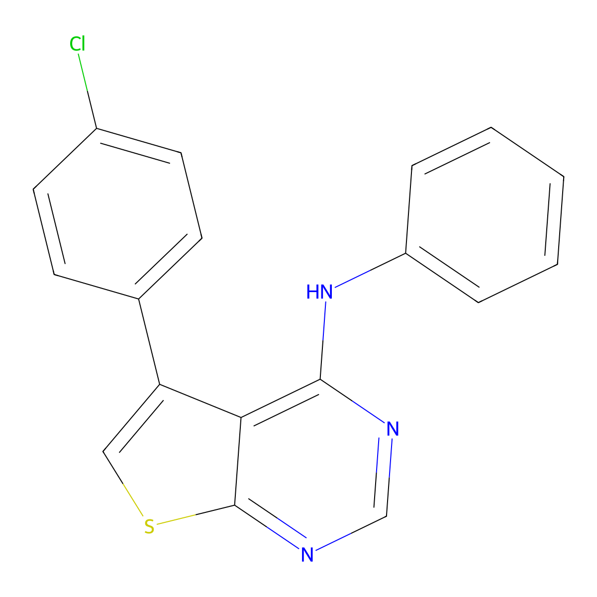 5-(4-chlorophenyl)-N-phenylthieno[2,3-d]pyrimidin-4-amine molecular structure, CAS 329708-99-8