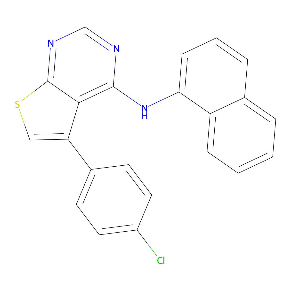 5-(4-chlorophenyl)-N-(naphthalen-1-yl)thieno[2,3-d]pyrimidin-4-amine molecular structure, CAS 329709-01-5