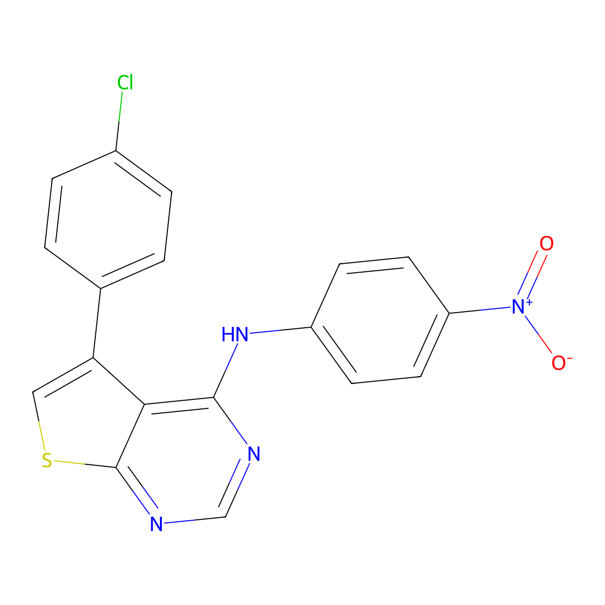 5-(4-chlorophenyl)-N-(4-nitrophenyl)thieno[2,3-d]pyrimidin-4-amine molecular structure, CAS 329709-02-6