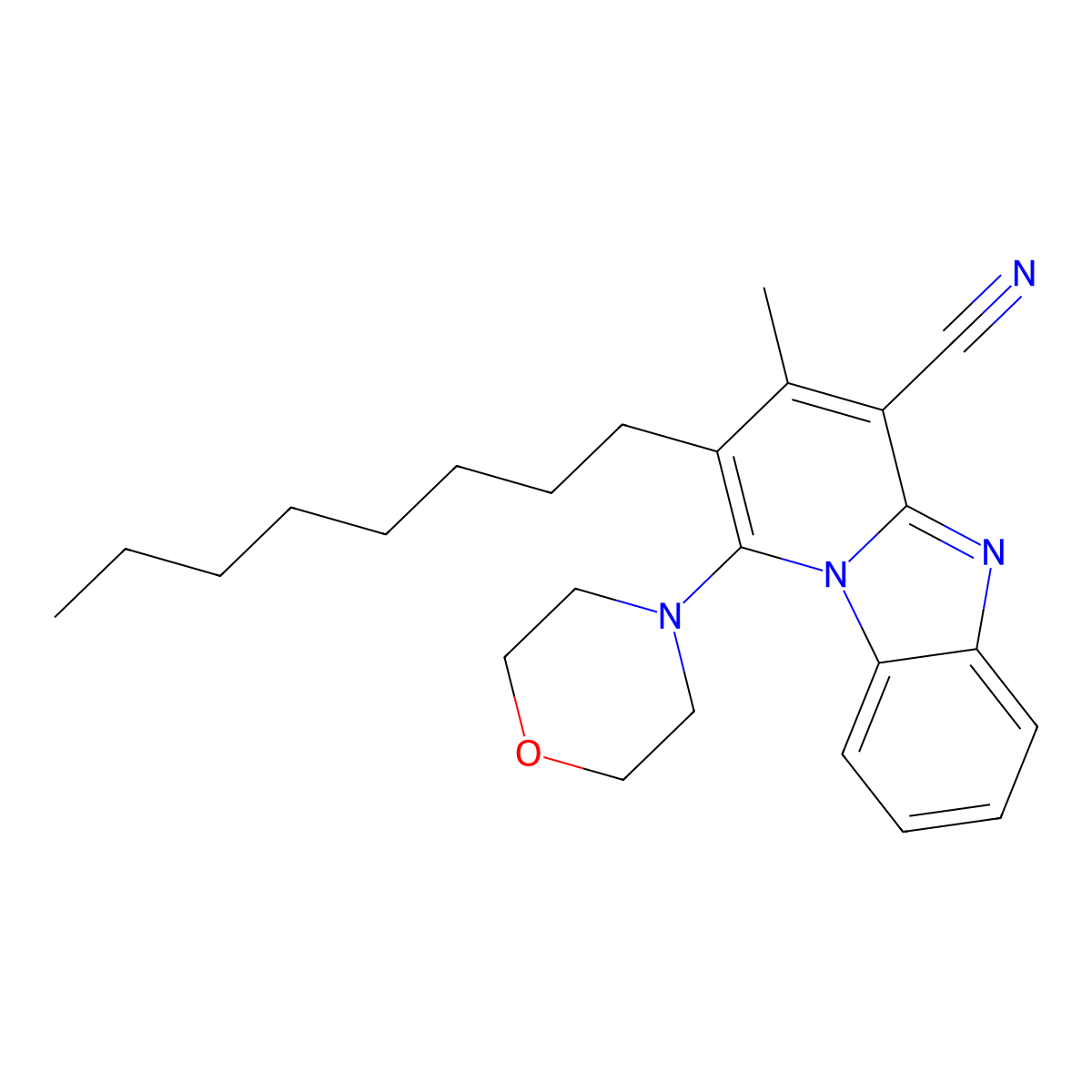 3-Methyl-1-morpholin-4-yl-2-octylpyrido[1,2-a]benzimidazole-4-carbonitrile molecular structure, CAS 329709-10-6