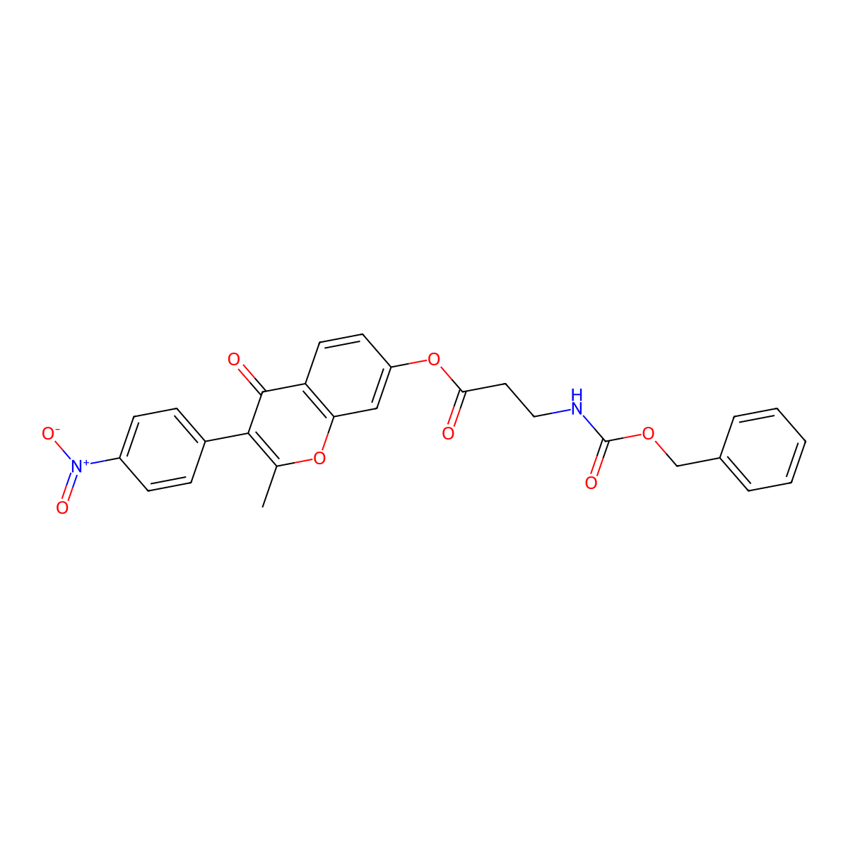 2-methyl-3-(4-nitrophenyl)-4-oxo-4H-chromen-7-yl N-[(benzyloxy)carbonyl]-beta-alaninate molecular structure, CAS 329709-19-5