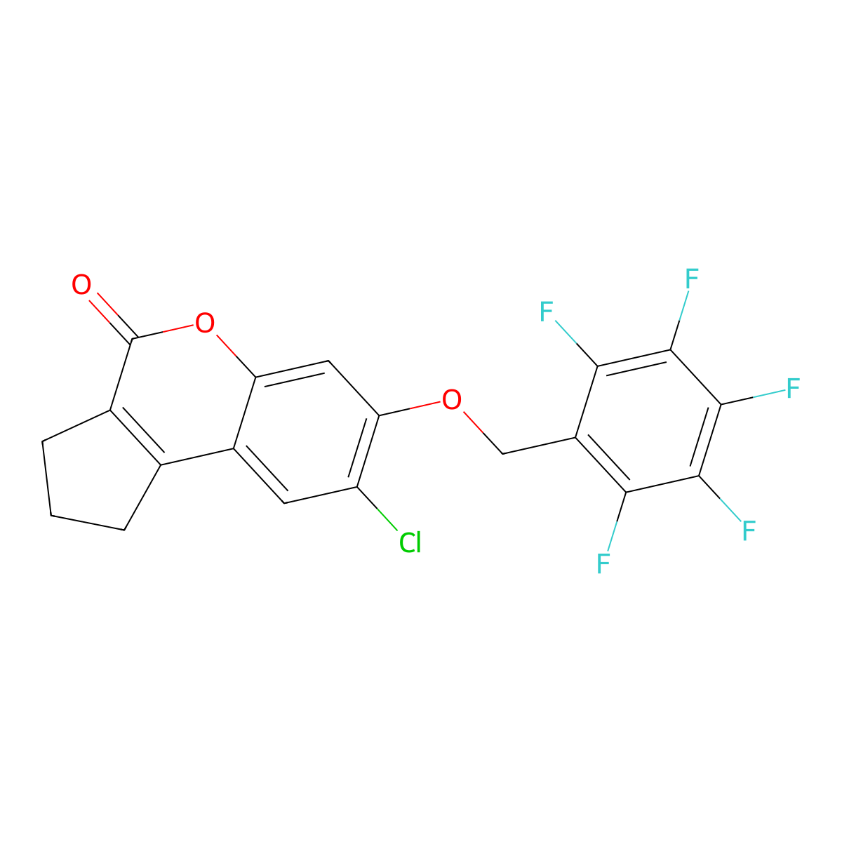 8-chloro-7-[(pentafluorobenzyl)oxy]-2,3-dihydrocyclopenta[c]chromen-4(1H)-one molecular structure, CAS 329709-46-8