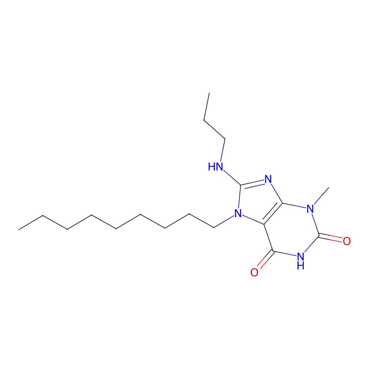 3-Methyl-7-nonyl-8-(propylamino)purine-2,6-dione molecular structure, CAS 329709-71-9