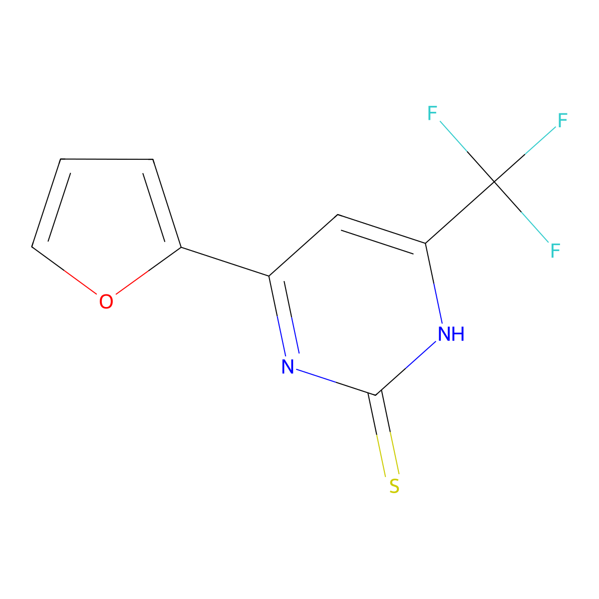 4-(Trifluoromethyl)-6-(furan-2-yl)pyrimidine-2-thiol molecular structure, CAS 329710-06-7