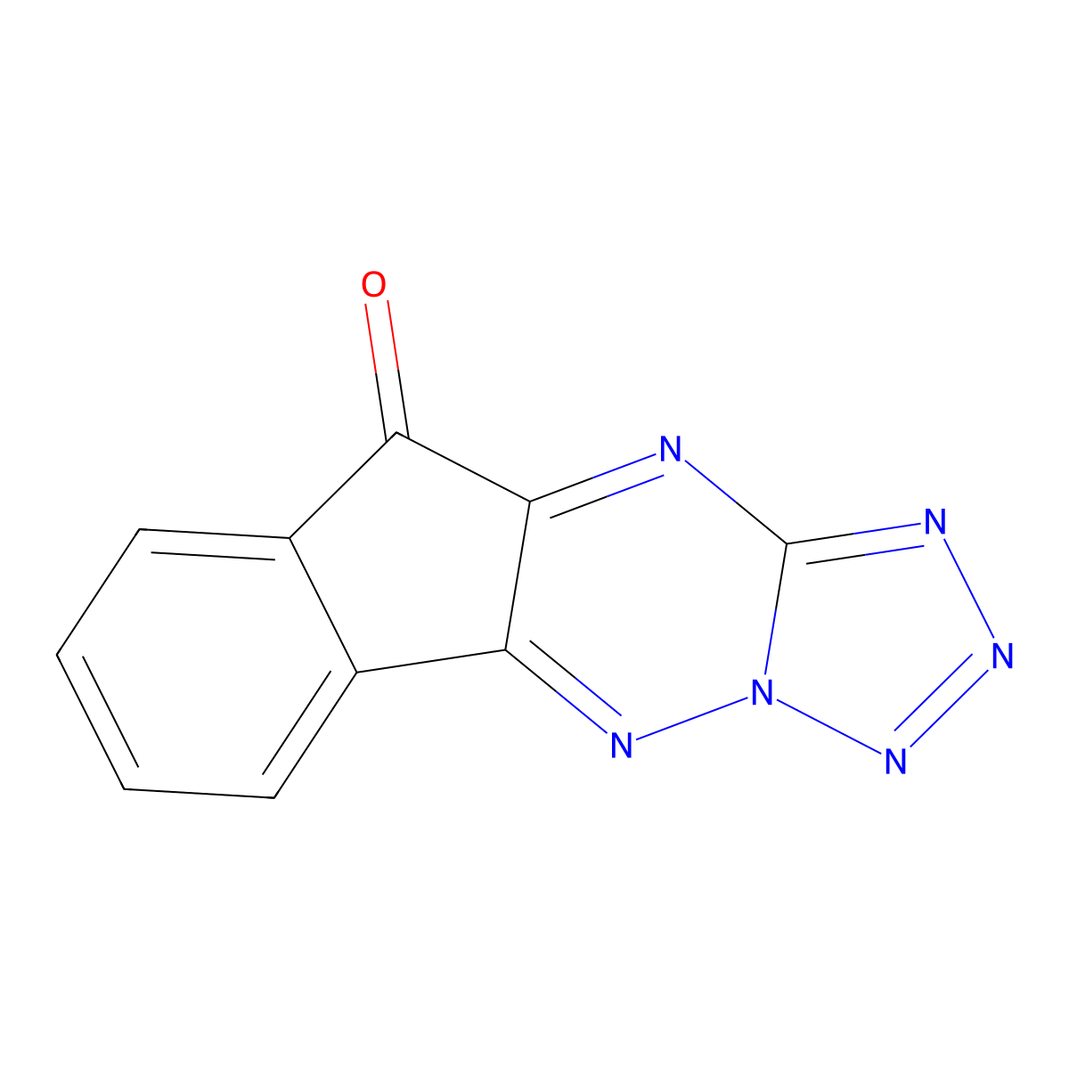 Indeno[2,3-e]1,2,3,4-tetraazolo[1,5-b]1,2,4-triazin-10-one molecular structure, CAS 329710-24-9