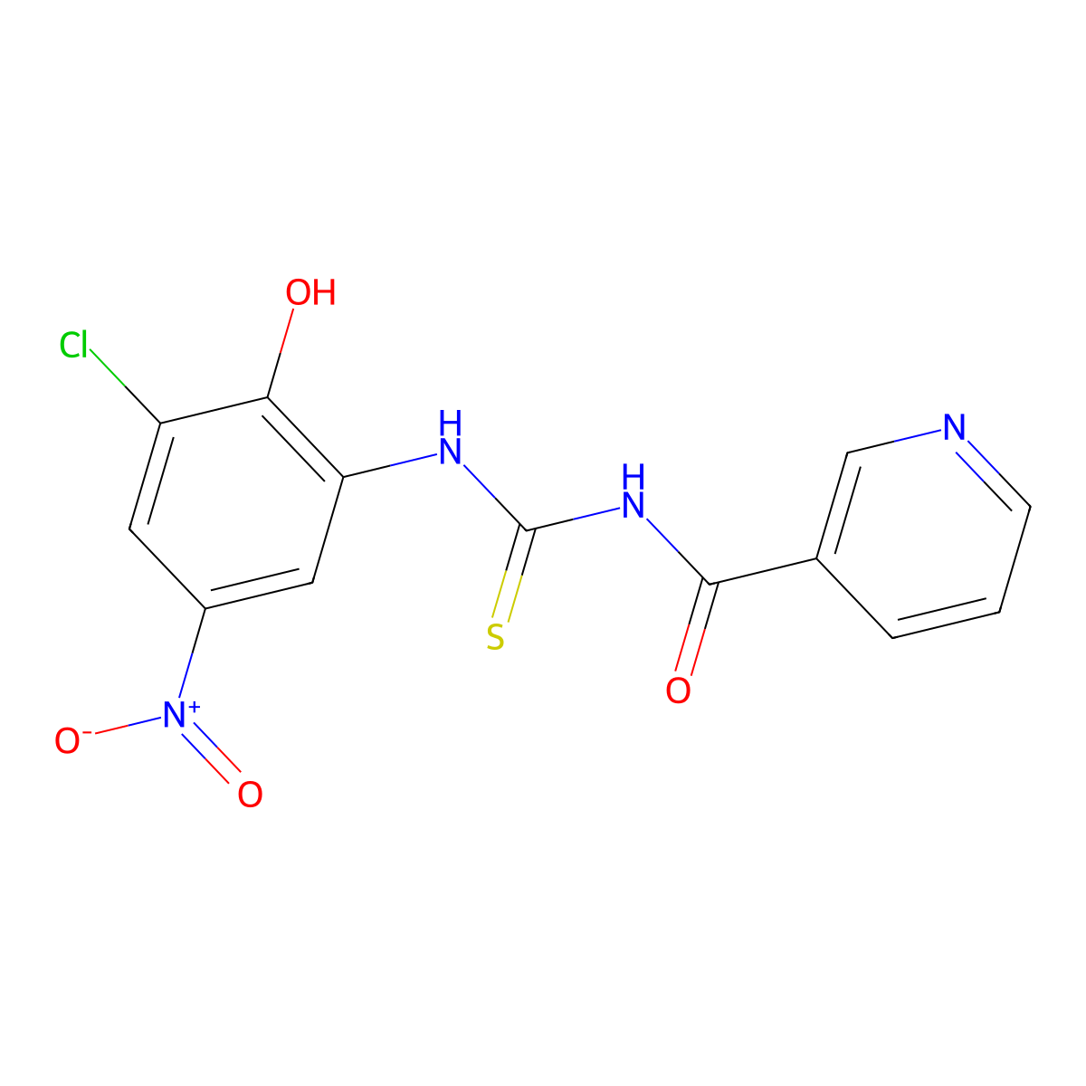 N-[(3-chloro-2-hydroxy-5-nitrophenyl)carbamothioyl]pyridine-3-carboxamide molecular structure, CAS 329713-46-4