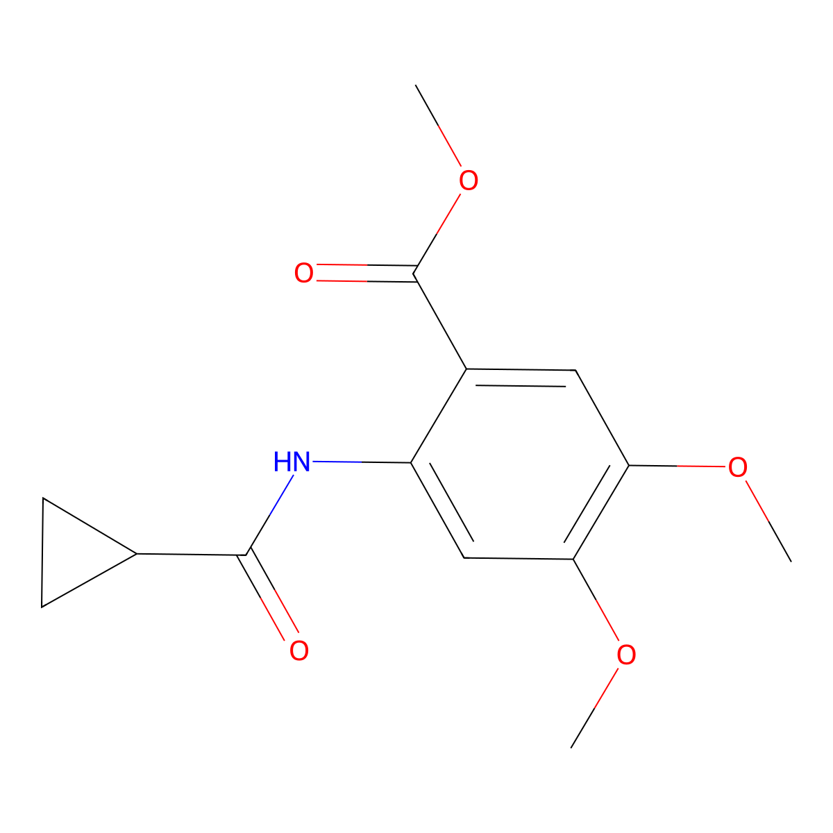 Methyl 2-[(cyclopropylcarbonyl)amino]-4,5-dimethoxybenzoate molecular structure, CAS 329714-60-5