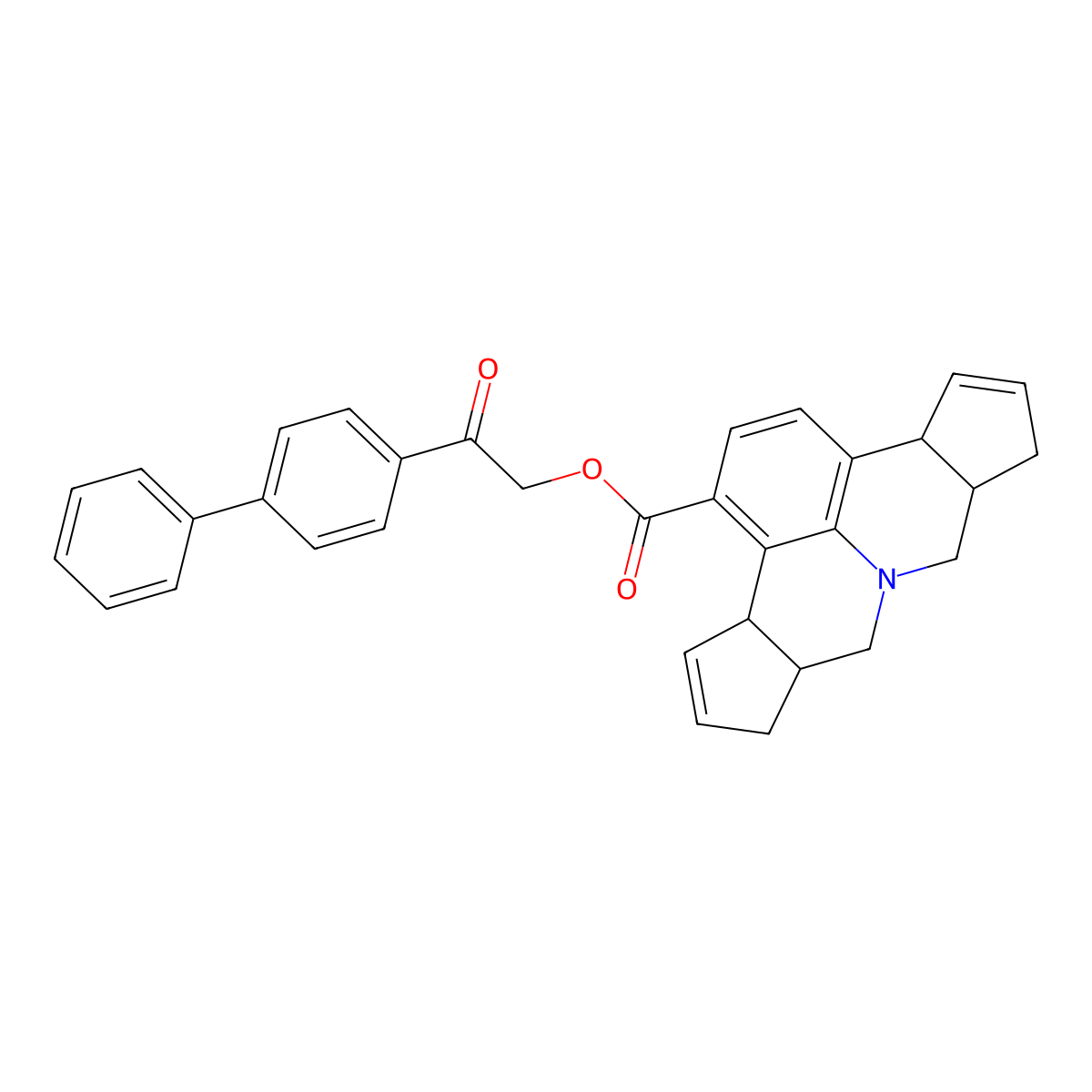 2-([1,1'-Biphenyl]-4-yl)-2-oxoethyl 3b,6,6a,7,9,9a,10,12a-octahydrocyclopenta[4,5]pyrido[3,2,1-ij]cyclopenta[c]quinoline-1-carboxylate molecular structure, CAS 329716-96-3