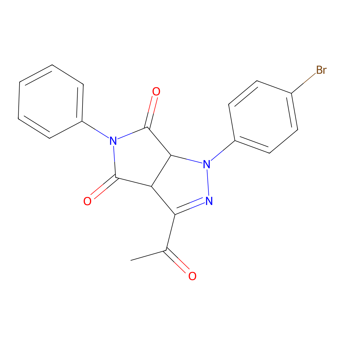 3-Acetyl-1-(4-bromophenyl)-5-phenyl-3a,6a-dihydropyrrolo[3,4-c]pyrazole-4,6-dione molecular structure, CAS 329717-03-5