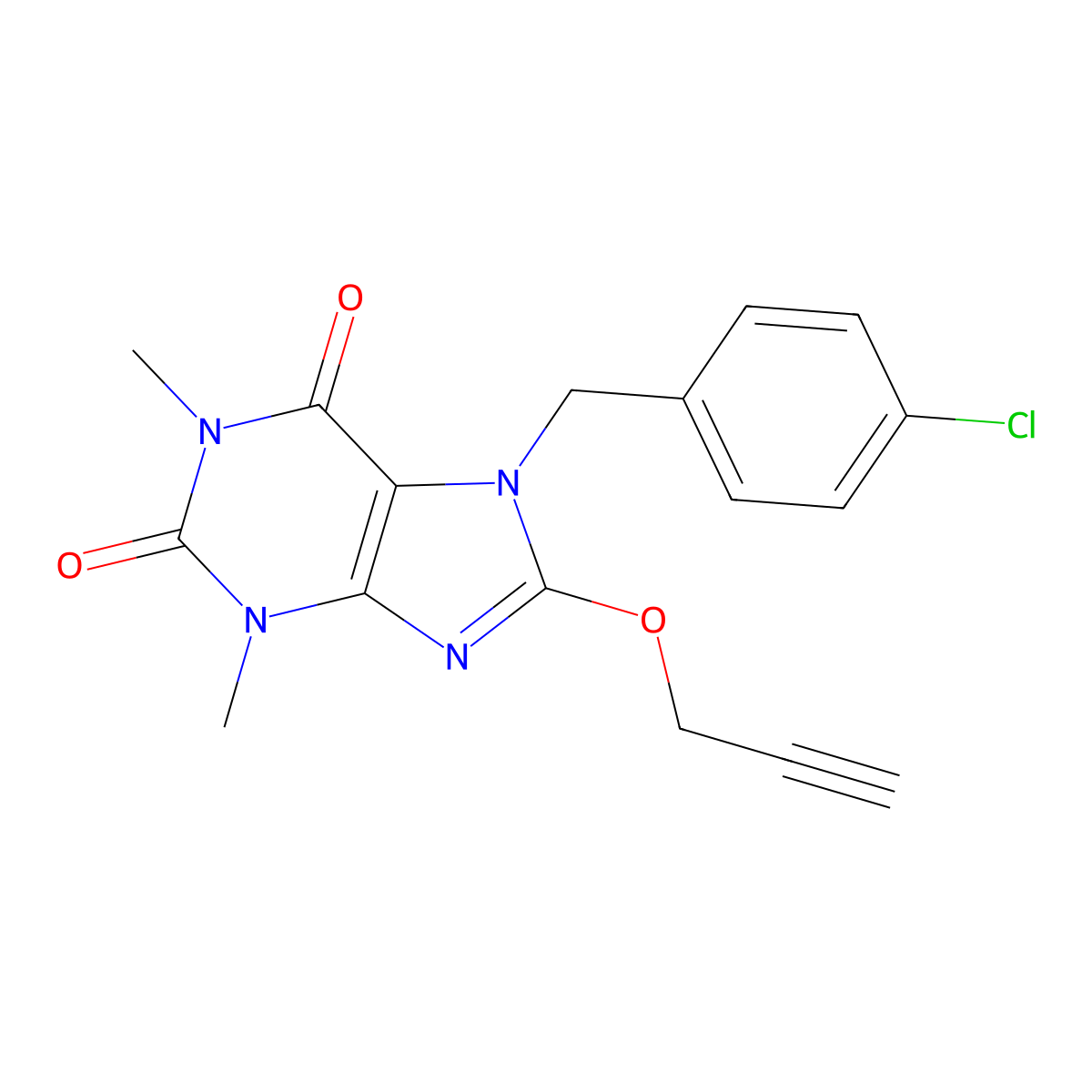 7-[(4-Chlorophenyl)methyl]-1,3-dimethyl-8-prop-2-ynoxypurine-2,6-dione molecular structure, CAS 329719-51-9