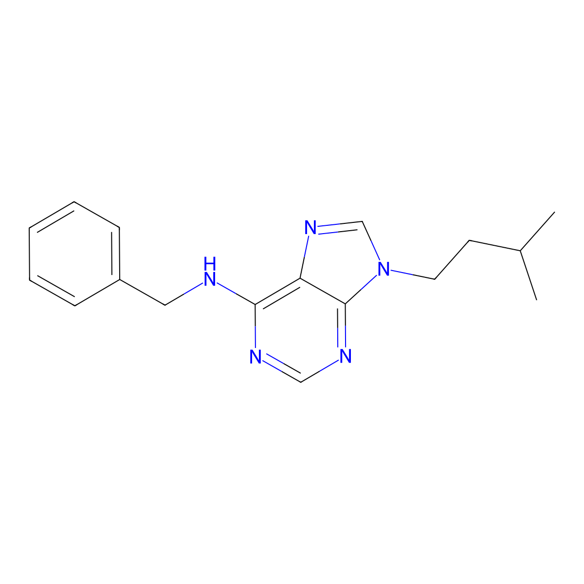 N-benzyl-9-(3-methylbutyl)purin-6-amine molecular structure, CAS 329720-37-8