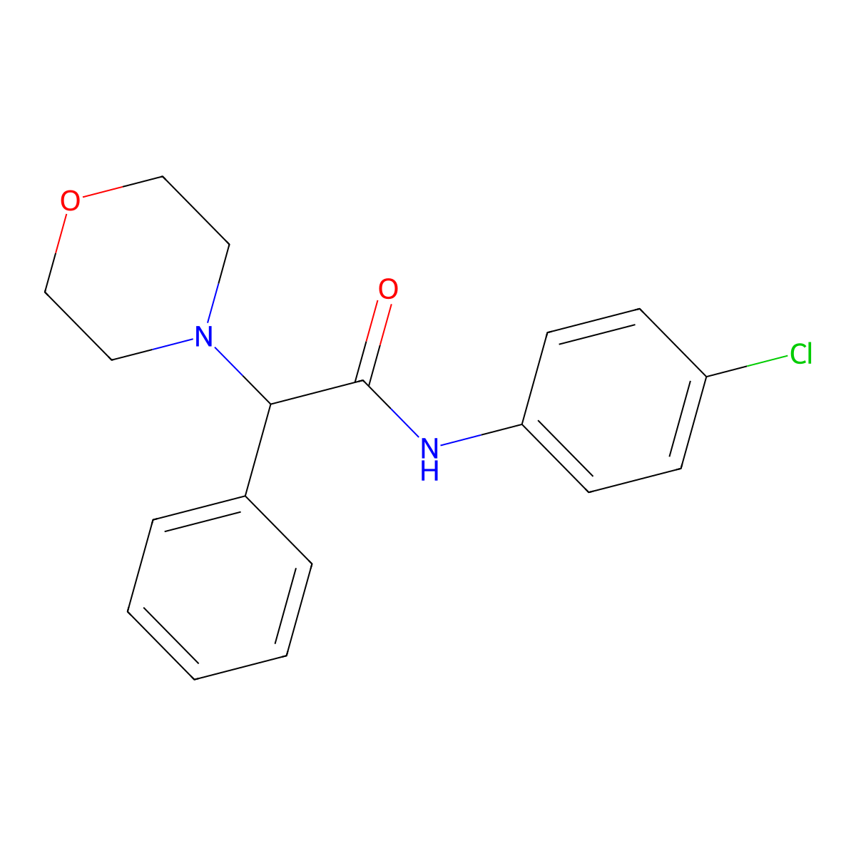 N-(4-chlorophenyl)-2-(4-morpholinyl)-2-phenylacetamide molecular structure, CAS 329722-55-6