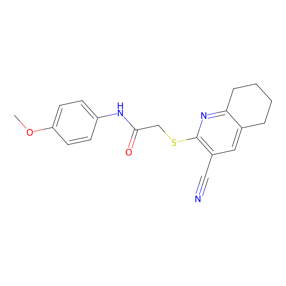 2-[(3-cyano-5,6,7,8-tetrahydroquinolin-2-yl)sulfanyl]-N-(4-methoxyphenyl)acetamide molecular structure, CAS 329724-71-2