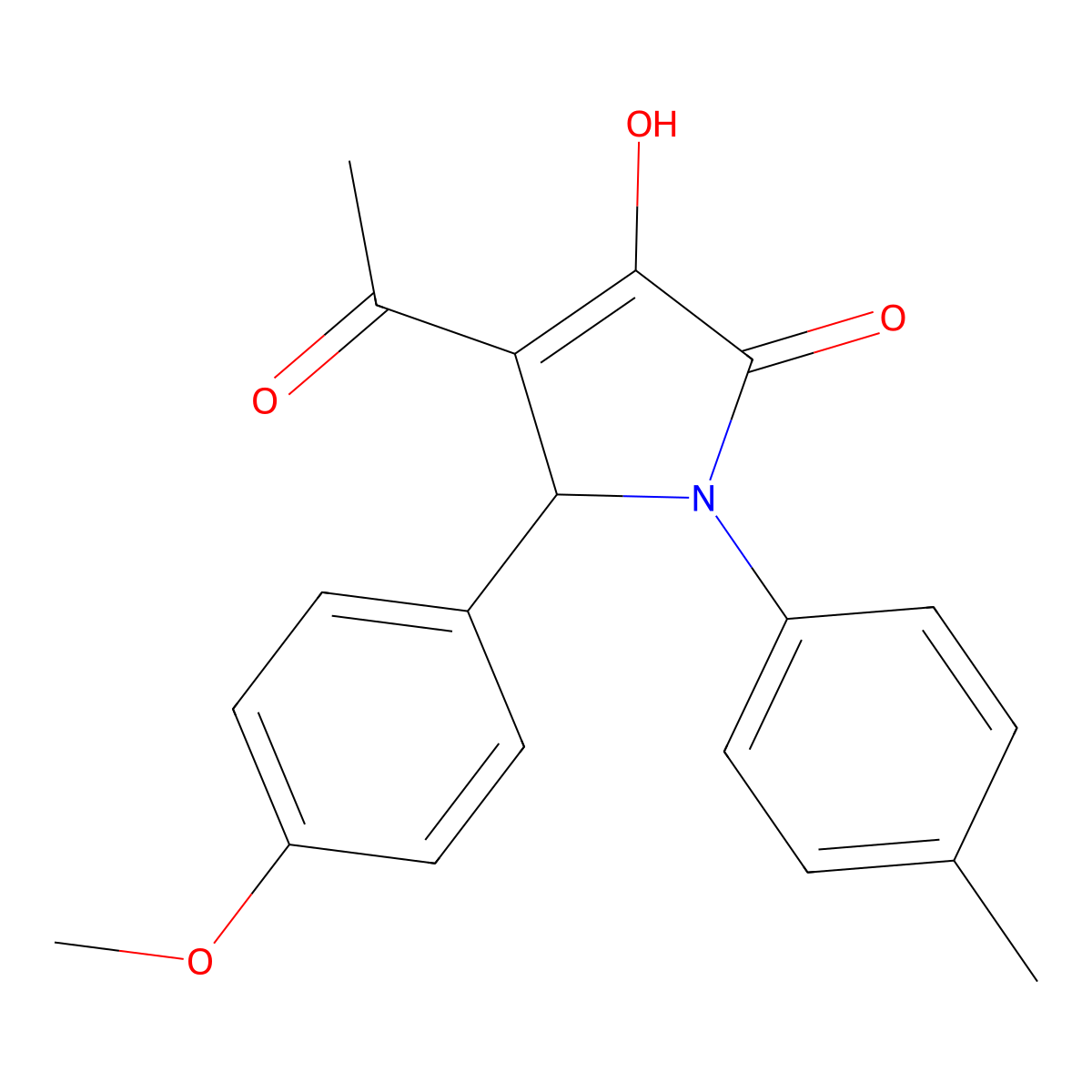 4-Acetyl-3-hydroxy-5-(4-methoxy-phenyl)-1-p-tolyl-1,5-dihydro-pyrrol-2-one molecular structure, CAS 329726-29-6