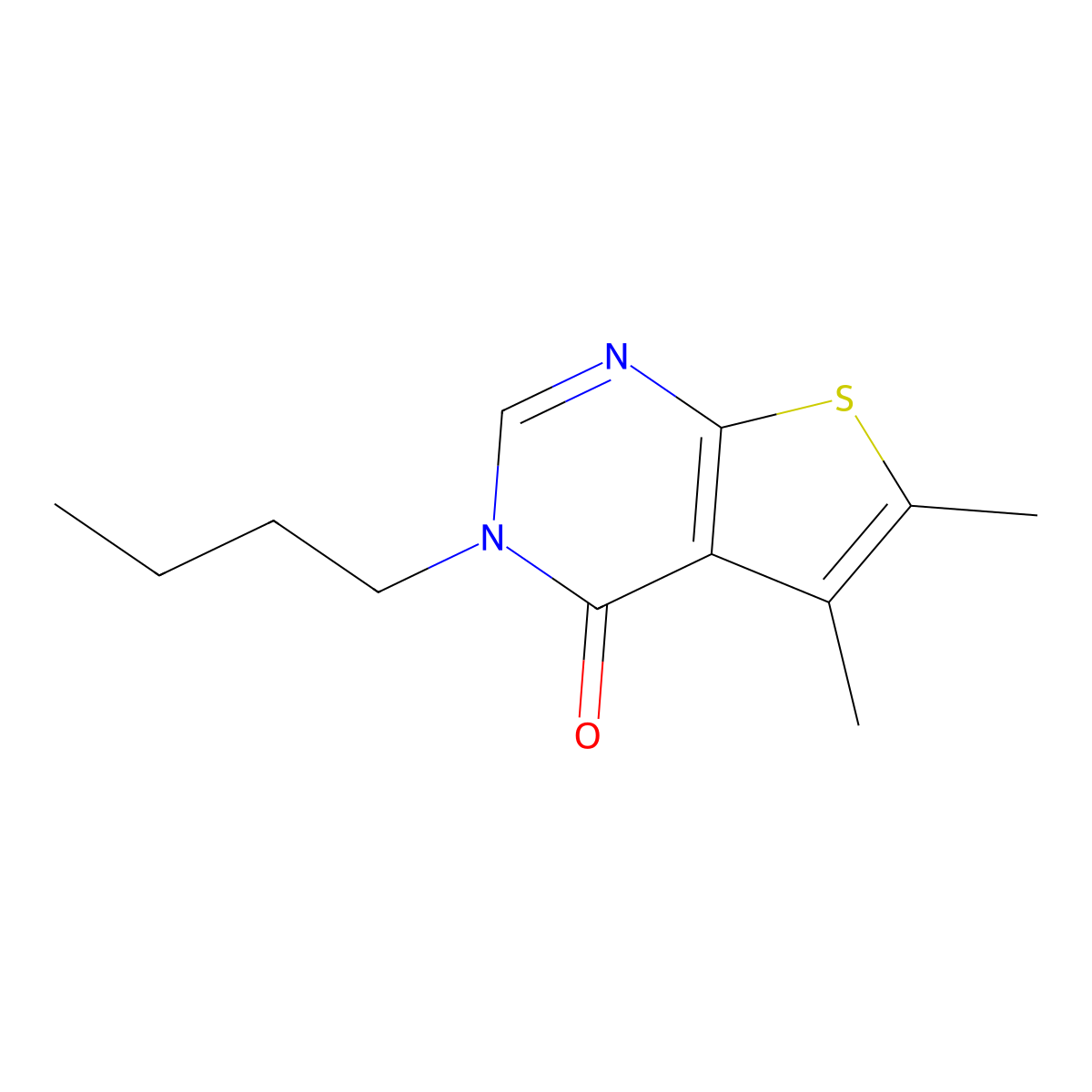 3-Butyl-5,6-dimethylthieno[2,3-d]pyrimidin-4-one molecular structure, CAS 32973-73-2