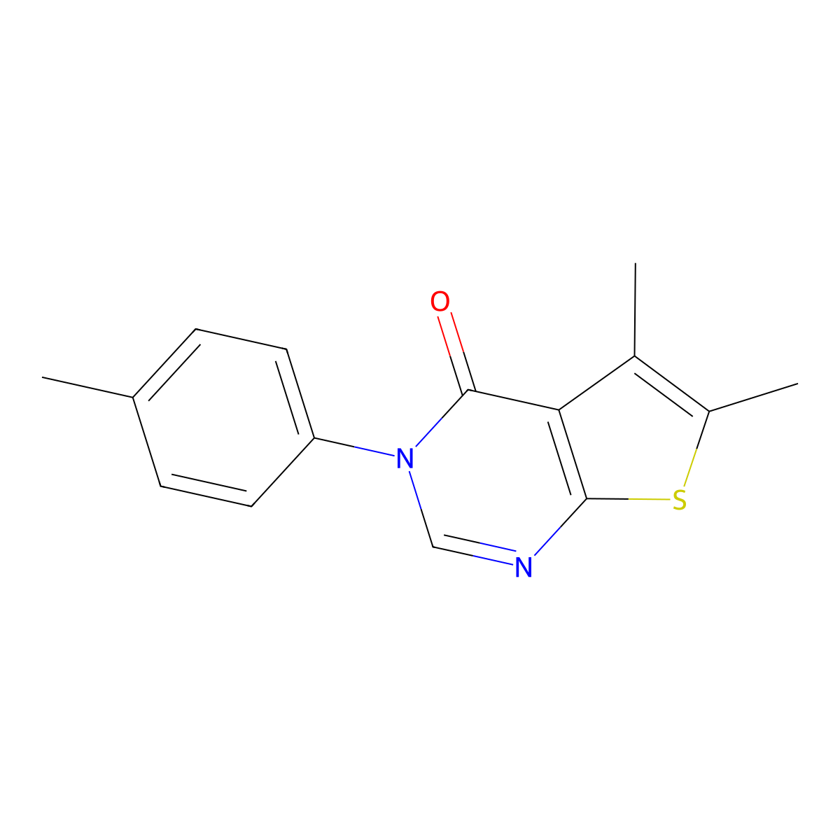 5,6-dimethyl-3-(4-methylphenyl)thieno[2,3-d]pyrimidin-4(3H)-one molecular structure, CAS 32973-76-5