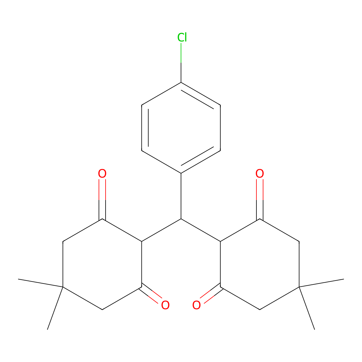 2-[(4-Chlorophenyl)-(4,4-dimethyl-2,6-dioxocyclohexyl)methyl]-5,5-dimethylcyclohexane-1,3-dione molecular structure, CAS 329734-80-7