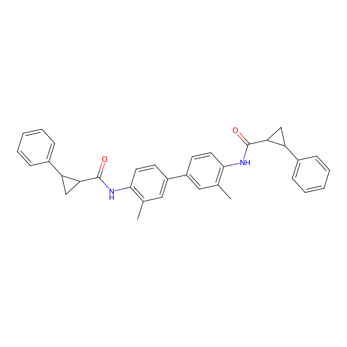 N-[2-methyl-4-[3-methyl-4-[(2-phenylcyclopropanecarbonyl)amino]phenyl]phenyl]-2-phenylcyclopropane-1-carboxamide molecular structure, CAS 329736-40-5