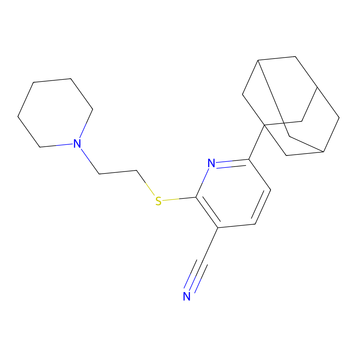 6-(1-Adamantyl)-2-(2-piperidin-1-ylethylsulfanyl)pyridine-3-carbonitrile molecular structure, CAS 329736-74-5