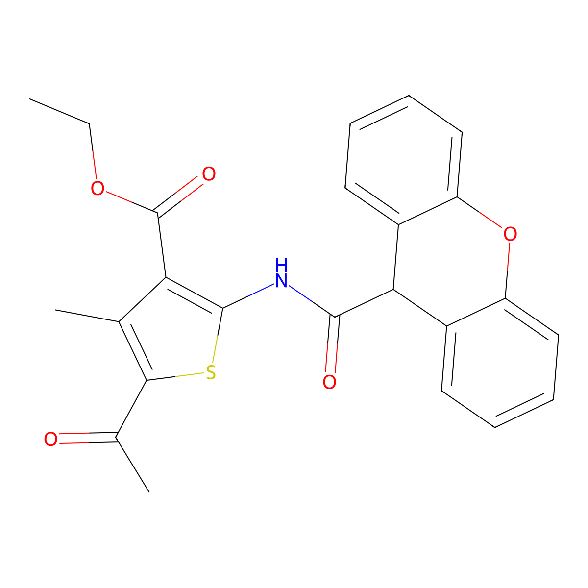 ethyl 5-acetyl-4-methyl-2-[(9H-xanthen-9-ylcarbonyl)amino]-3-thiophenecarboxylate molecular structure, CAS 329737-95-3