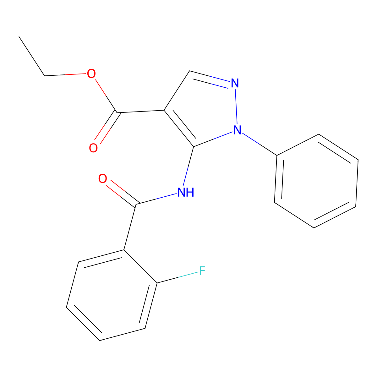 Ethyl 5-(2-fluorobenzamido)-1-phenyl-1H-pyrazole-4-carboxylate molecular structure, CAS 329740-52-5