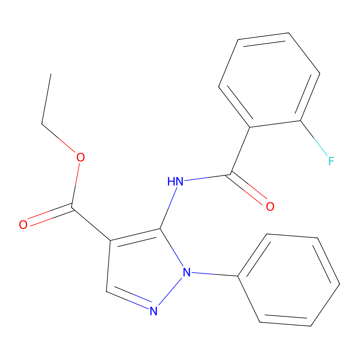 Ethyl 5-(2-fluorobenzamido)-1-phenyl-1H-pyrazole-4-carboxylate molecular structure, CAS 329740-52-5