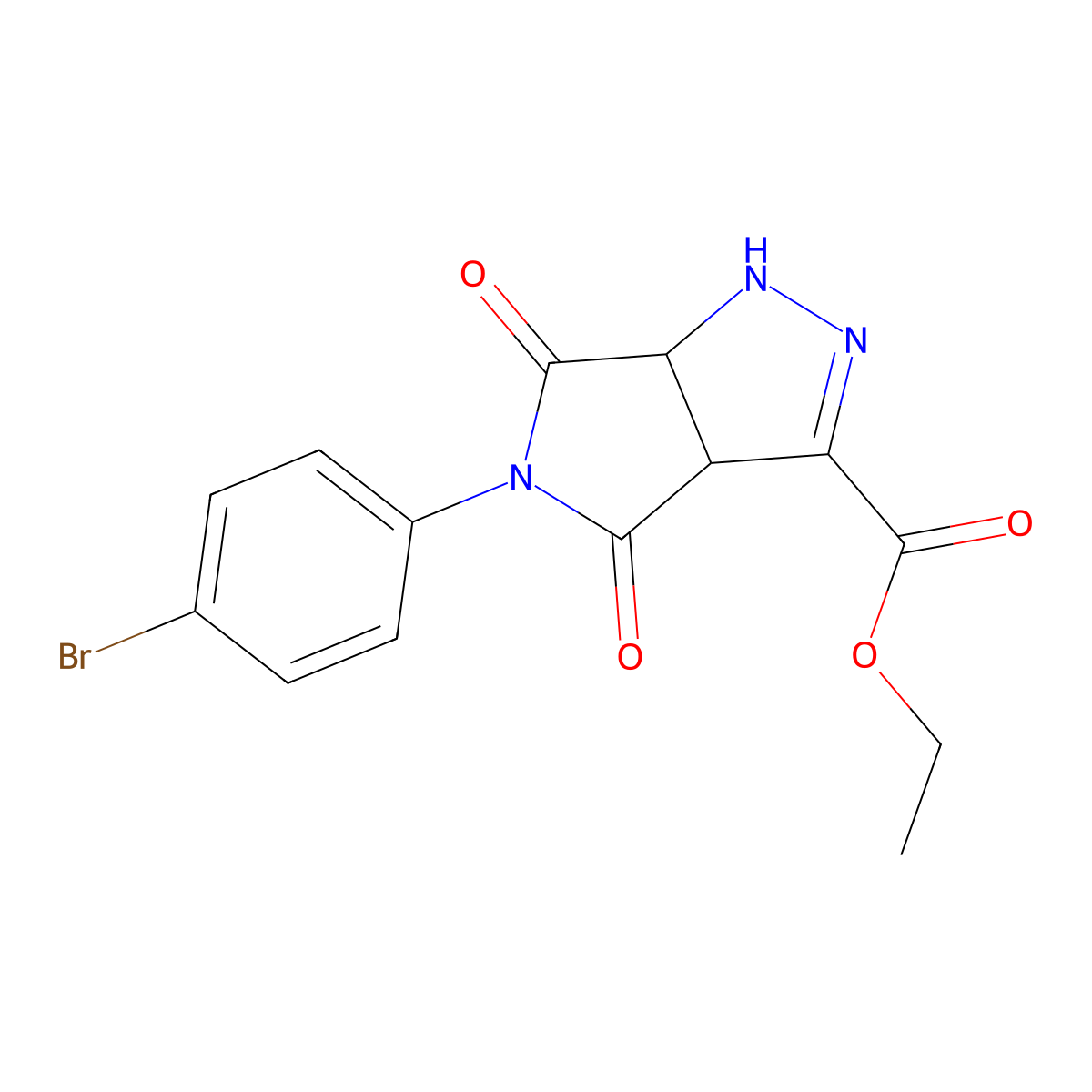 Ethyl 5-(4-bromophenyl)-4,6-dioxo-1,3a,4,5,6,6a-hexahydropyrrolo[3,4-c]pyrazole-3-carboxylate molecular structure, CAS 329743-28-4