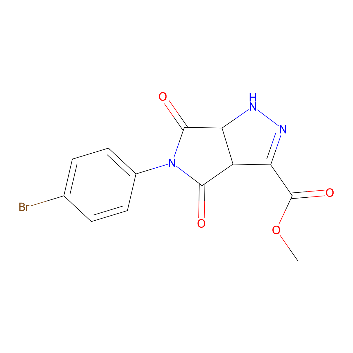 Methyl 5-(4-bromophenyl)-4,6-dioxo-1,3a,4,5,6,6a-hexahydropyrrolo[3,4-c]pyrazole-3-carboxylate molecular structure, CAS 329743-45-5