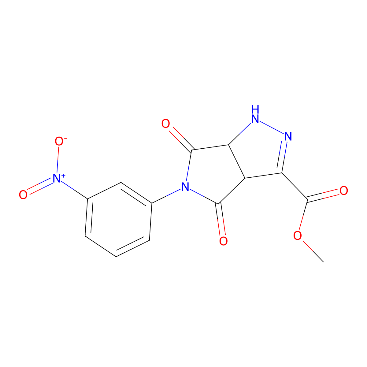 methyl 5-(3-nitrophenyl)-4,6-dioxo-3a,6a-dihydro-1H-pyrrolo[3,4-c]pyrazole-3-carboxylate molecular structure, CAS 329743-46-6
