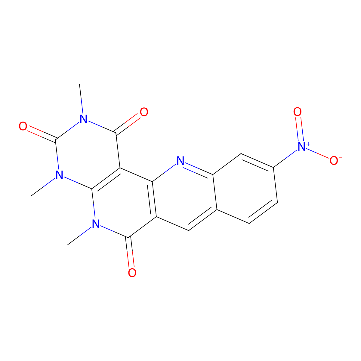 4,6,8-Trimethyl-15-nitro-4,6,8,18-tetrazatetracyclo[8.8.0.02,7.012,17]octadeca-1(10),2(7),11,13,15,17-hexaene-3,5,9-trione molecular structure, CAS 329761-96-8