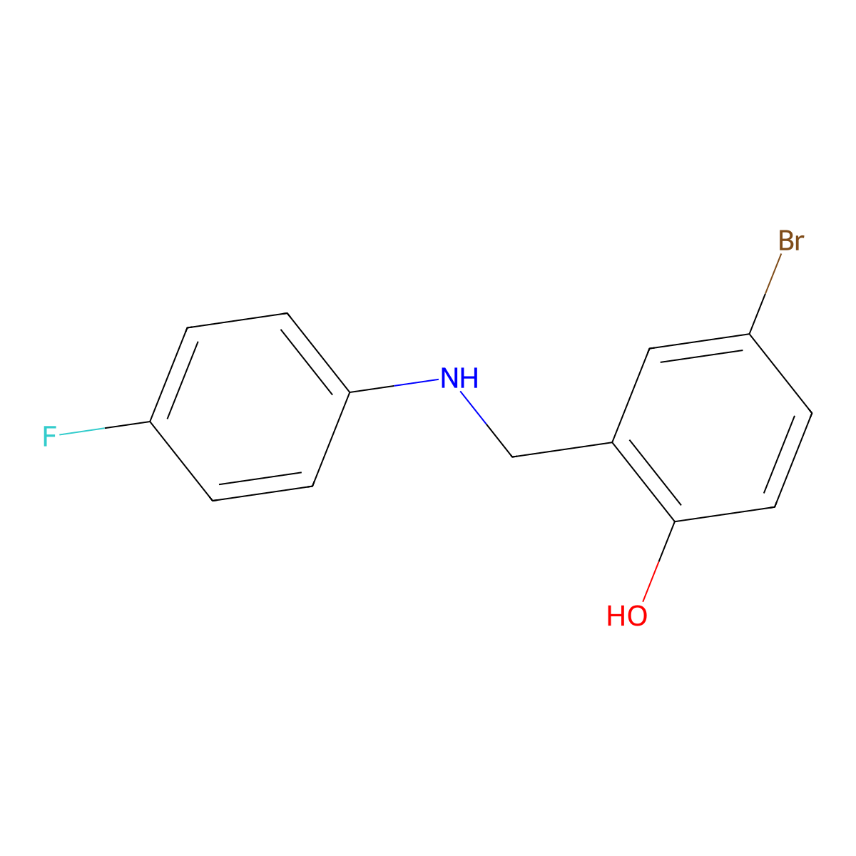 4-Bromo-2-{[(4-fluorophenyl)amino]methyl}phenol molecular structure, CAS 329777-34-6