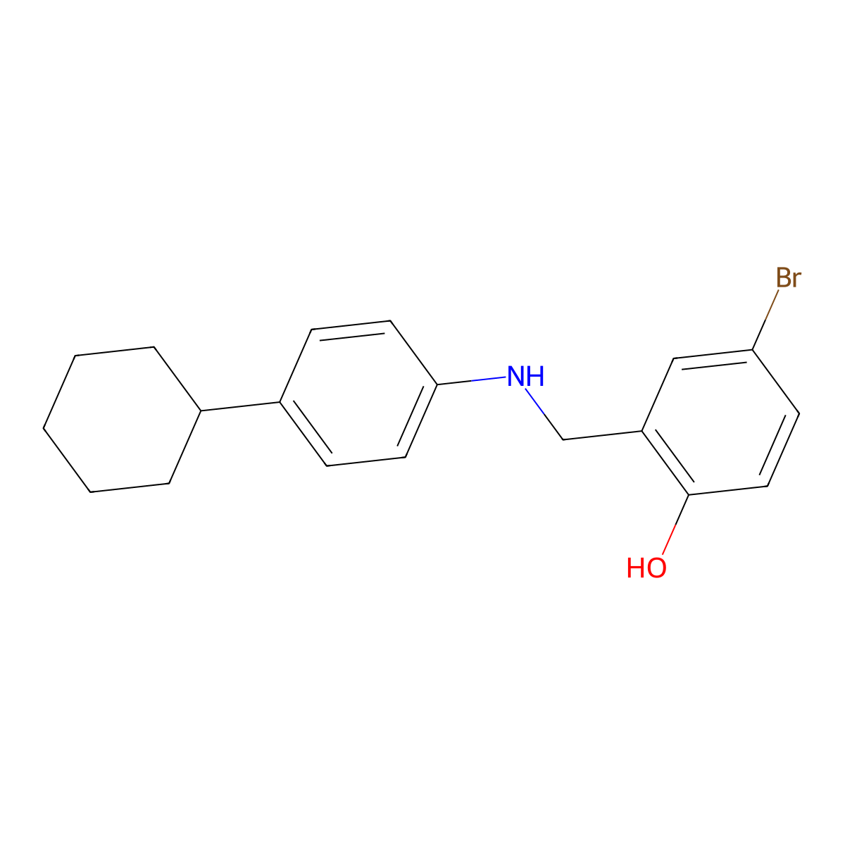 4-Bromo-2-{[(4-cyclohexylphenyl)amino]methyl}phenol molecular structure, CAS 329777-37-9