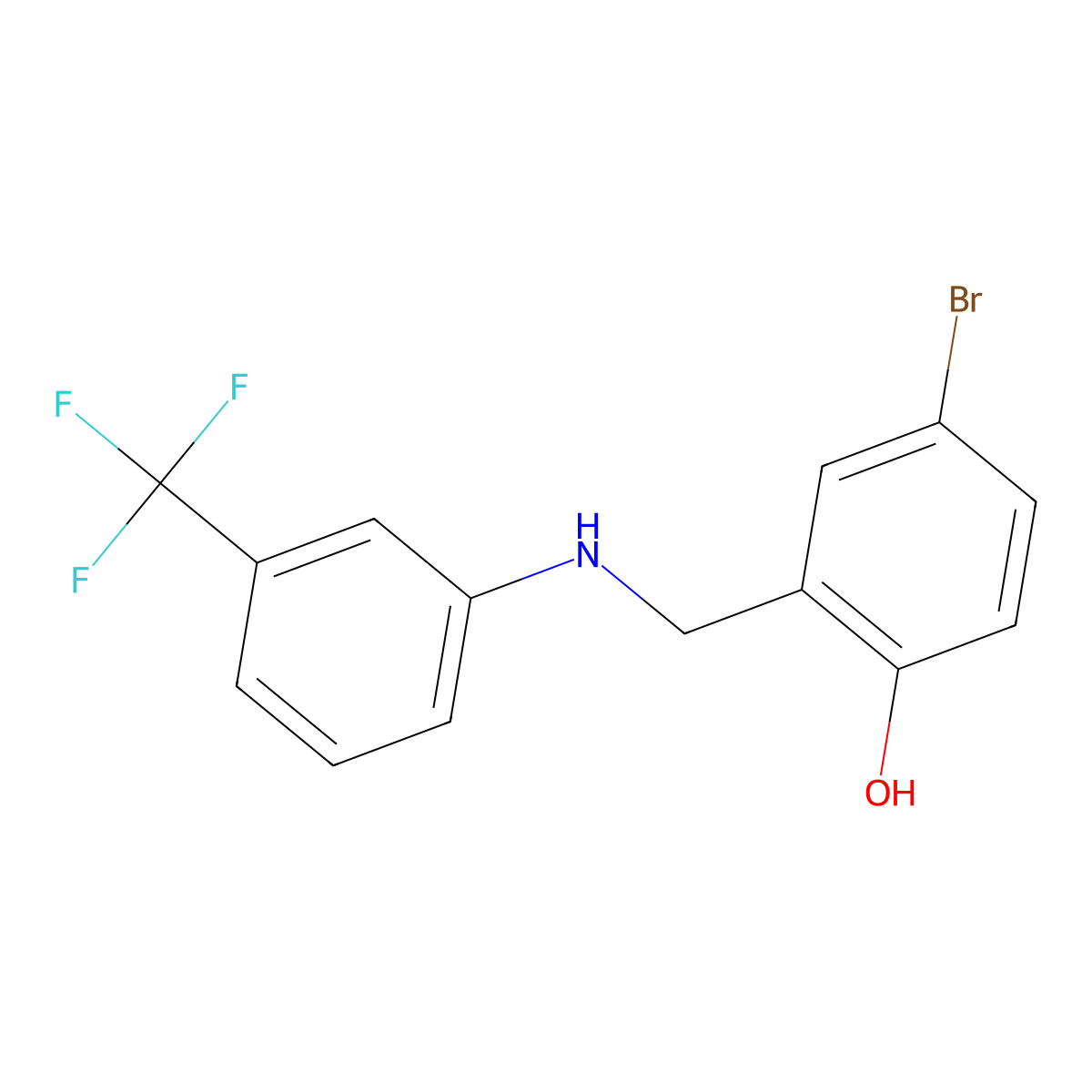 4-Bromo-2-({[3-(trifluoromethyl)phenyl]amino}methyl)phenol molecular structure, CAS 329777-42-6