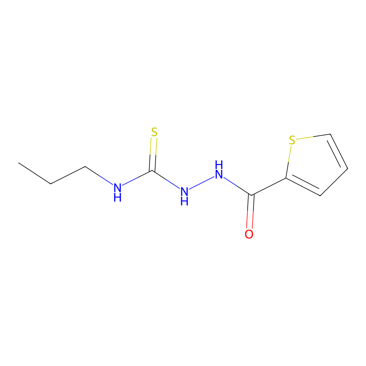 N-propyl-2-(2-thienylcarbonyl)-1-hydrazinecarbothioamide molecular structure, CAS 329777-53-9
