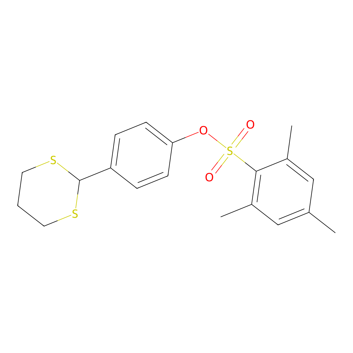 4-(1,3-Dithian-2-yl)phenyl 2,4,6-trimethylbenzenesulfonate molecular structure, CAS 329777-72-2