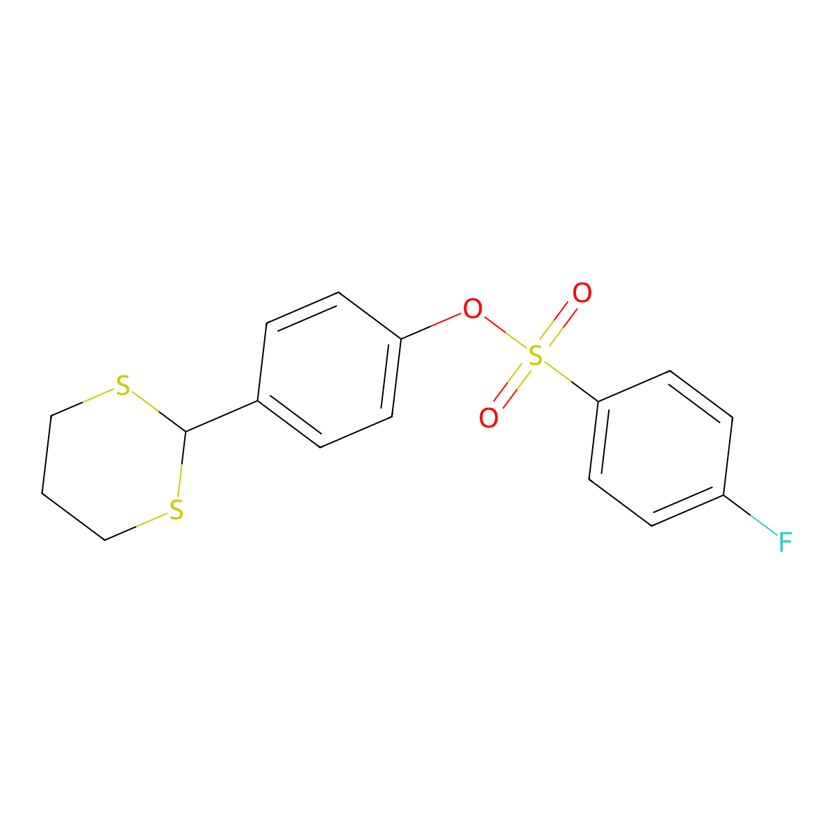 4-(1,3-Dithian-2-yl)phenyl 4-fluorobenzenesulfonate molecular structure, CAS 329777-73-3
