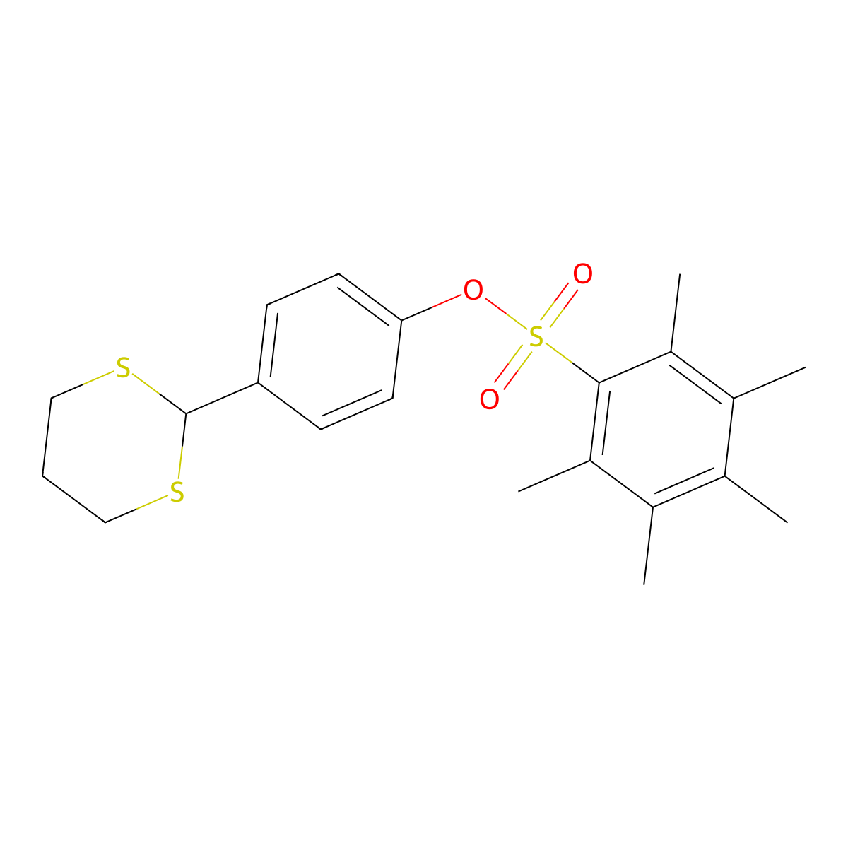 4-(1,3-Dithian-2-yl)phenyl 2,3,4,5,6-pentamethylbenzene-1-sulfonate molecular structure, CAS 329777-74-4