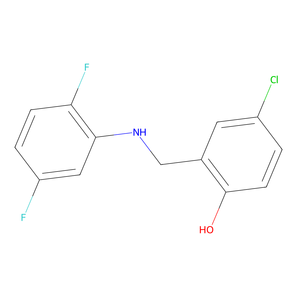 4-Chloro-2-{[(2,5-difluorophenyl)amino]methyl}phenol molecular structure, CAS 329777-78-8