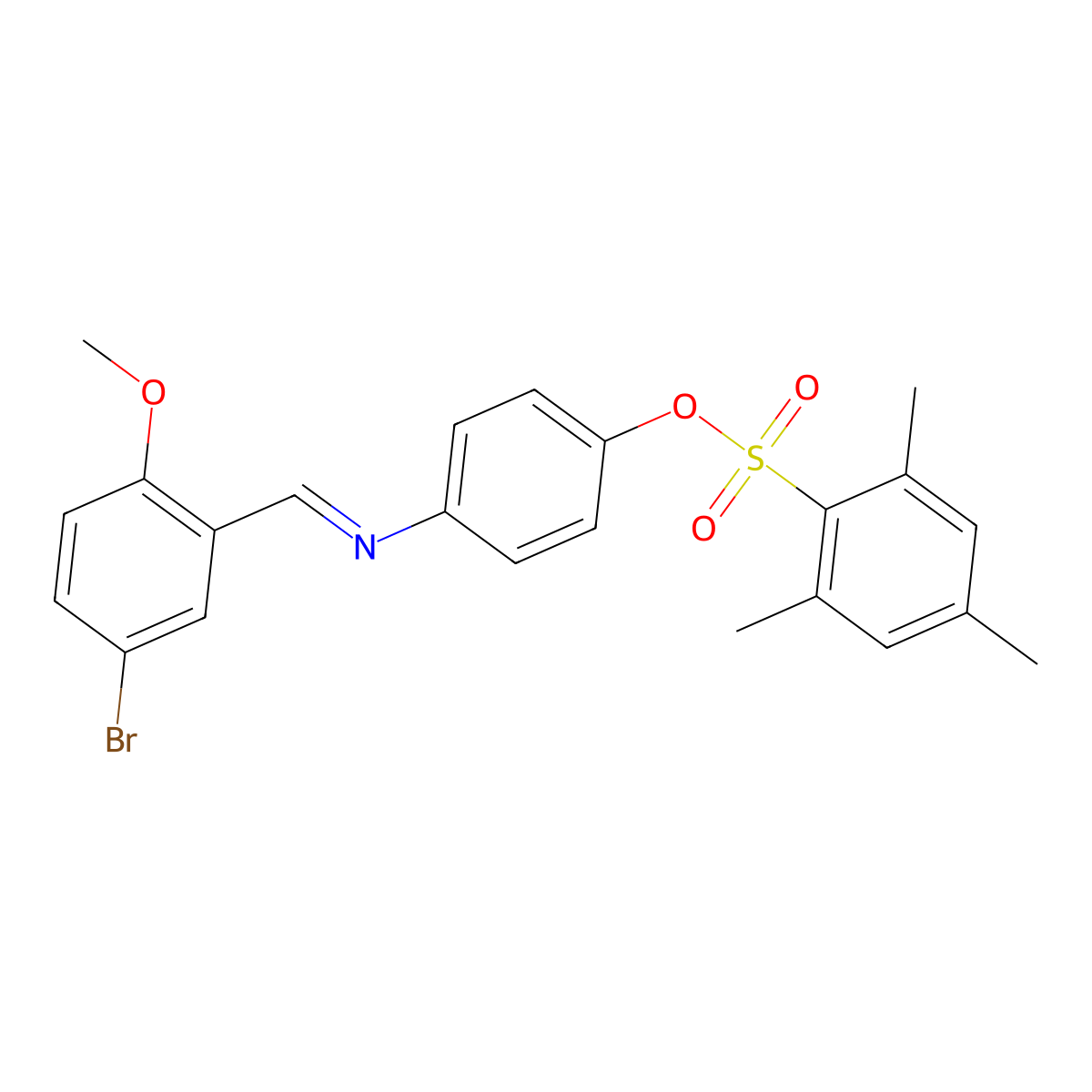 4-(((5-Bromo-2-methoxyphenyl)methylene)amino)phenyl 2,4,6-trimethylbenzenesulfonate molecular structure, CAS 329777-90-4